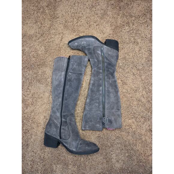 Born fannar suede leather knee high heeled boot riding boots grey 7 - Picture 5 of 9